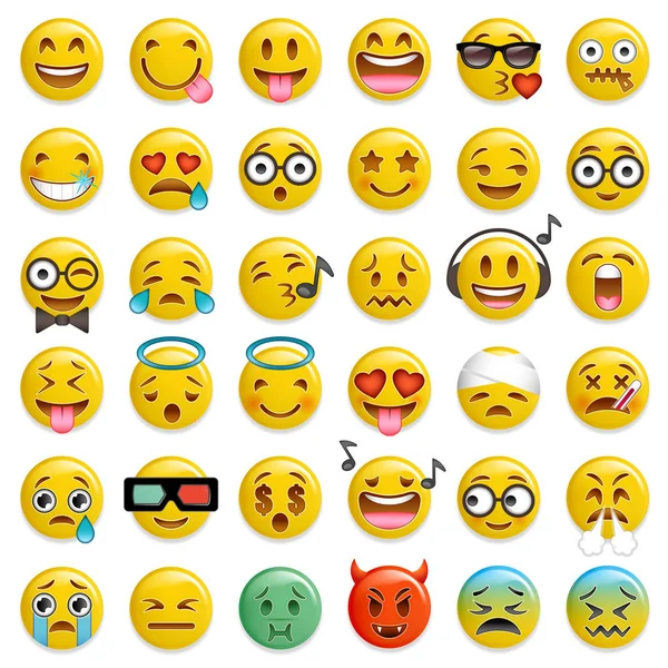 Smiley emoticon conjunto vetor brilhante — Vetor de Stock