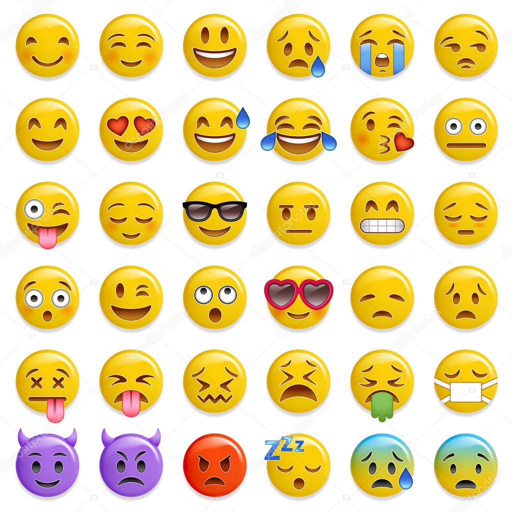 smiley emoticon glossy vector set