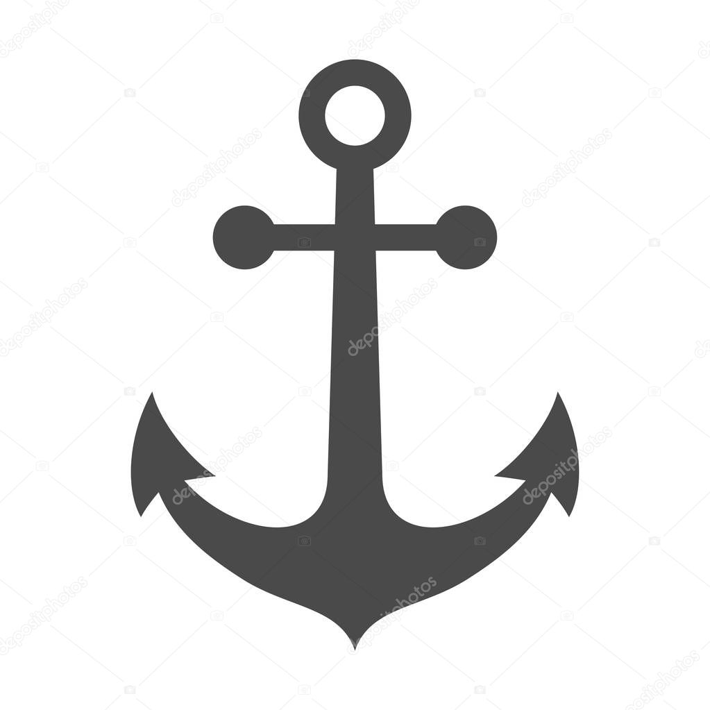 Ship anchor or boat anchor flat icon