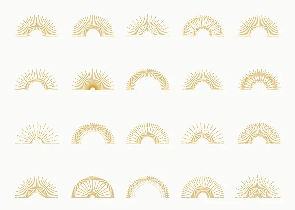 Sunburst set gold style isolated on white fone for logo, t — стоковый вектор