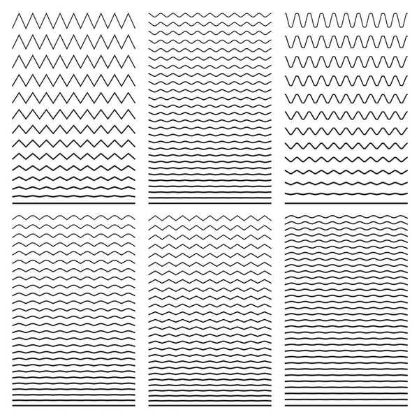 Set van golvende horizontale dunne en dikke lijnen. Ontwerpelement. VEC — Stockvector