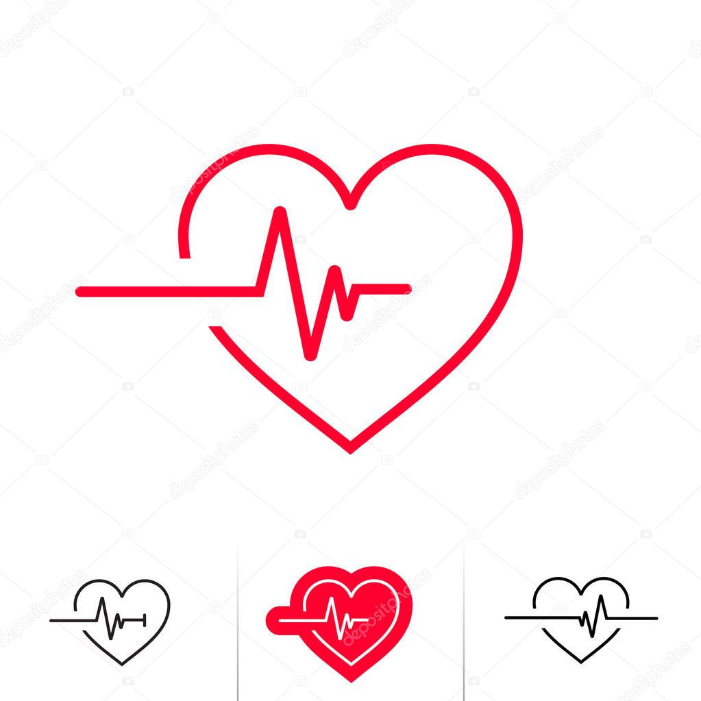Heartbeat or heart beat pulse outline icon