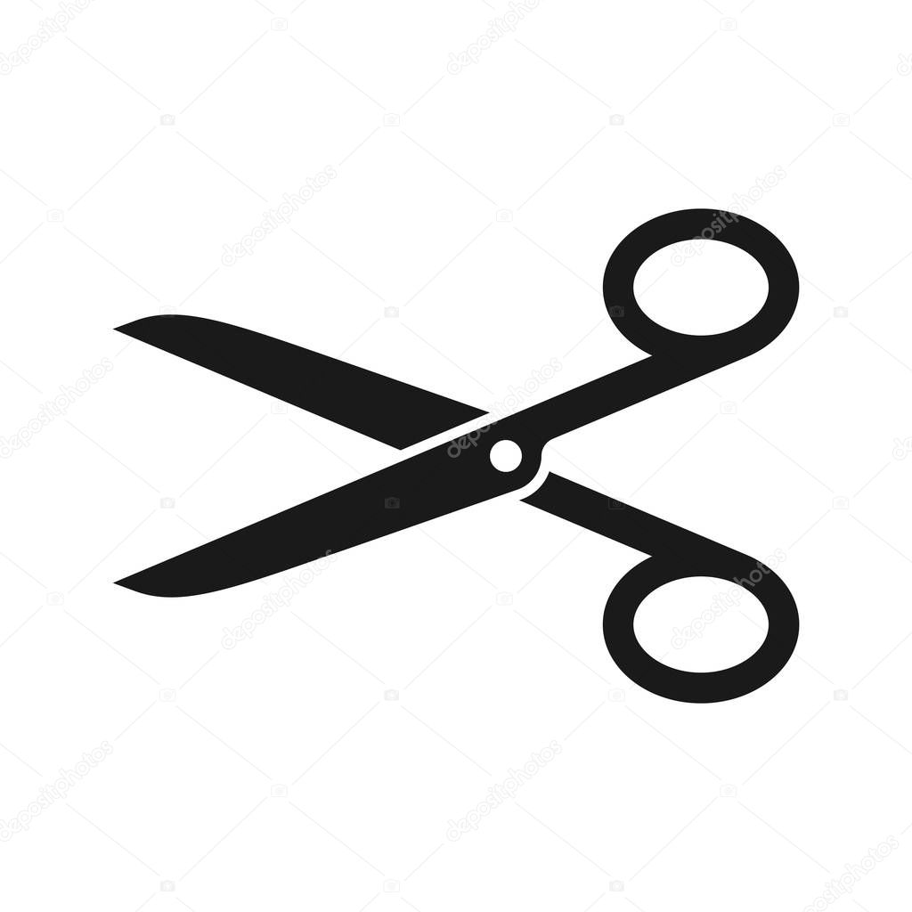 The hairdressing scissors icon. Barbershop symbol. Flat Vector illustration 