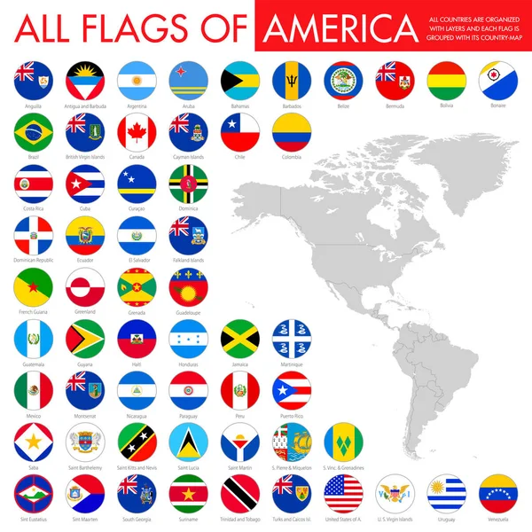 Amerika düğmeleri bayrakları kümesi vektör — Stok Vektör