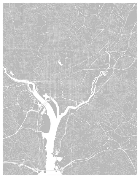 City Street map, Washington DC, kerület Columbia, US — Stock Vector