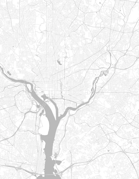 Vetor preto e branco mapa da cidade de Washington com bem organizar — Vetor de Stock