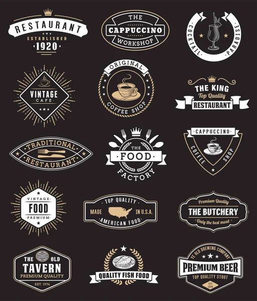 Elementos de diseño vintage de alimentos, logotipos, insignias — Vector de stock
