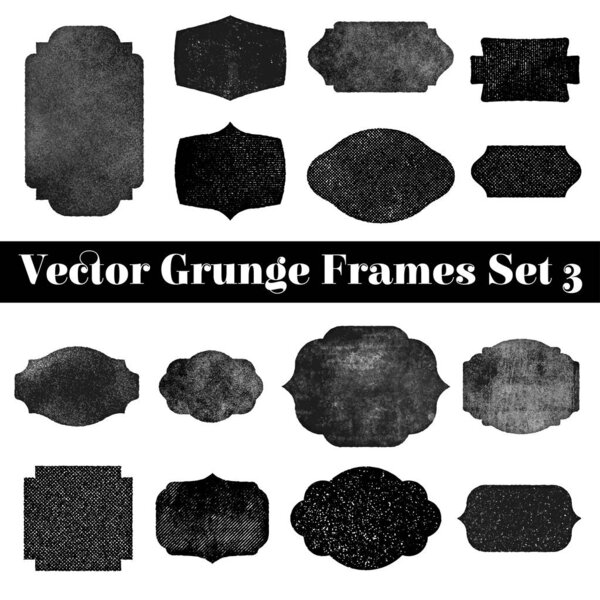 Коллекция ретро гранж форм. Винтажные почтовые марки, изолированные на белом фоне
