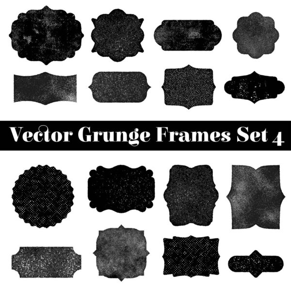 Коллекция ретро гранж форм. Винтажные почтовые марки, изолированные на белом фоне
