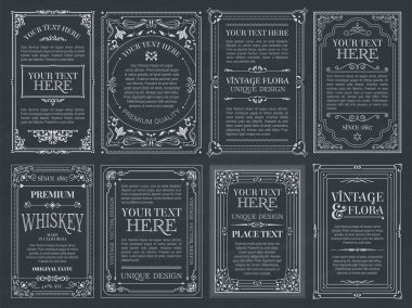 Vintage set retro kartlar. Şablon tebrik kartı düğün invitati