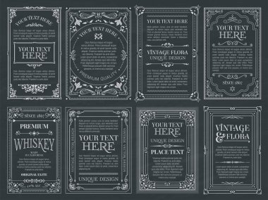 Vintage set retro cards. Template greeting card wedding invitati clipart