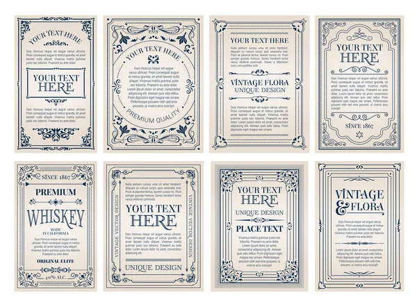Vintage creative cards template with beautiful flourishes orname — Stock Vector