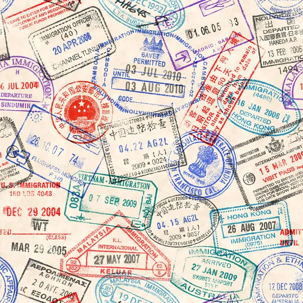 Textura fără sudură cu timbre reale de viză — Vector de stoc