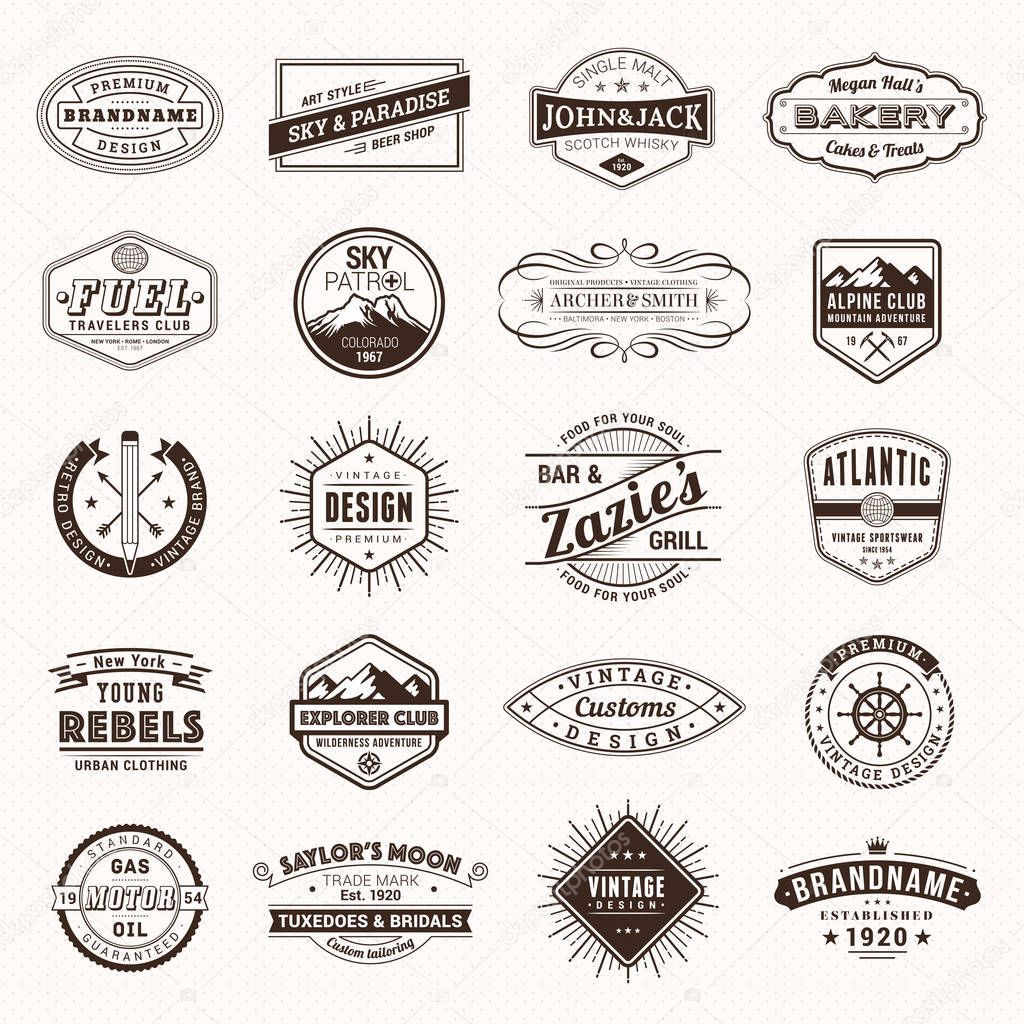 Vintage Retro Logos Labels vector. Typography Log