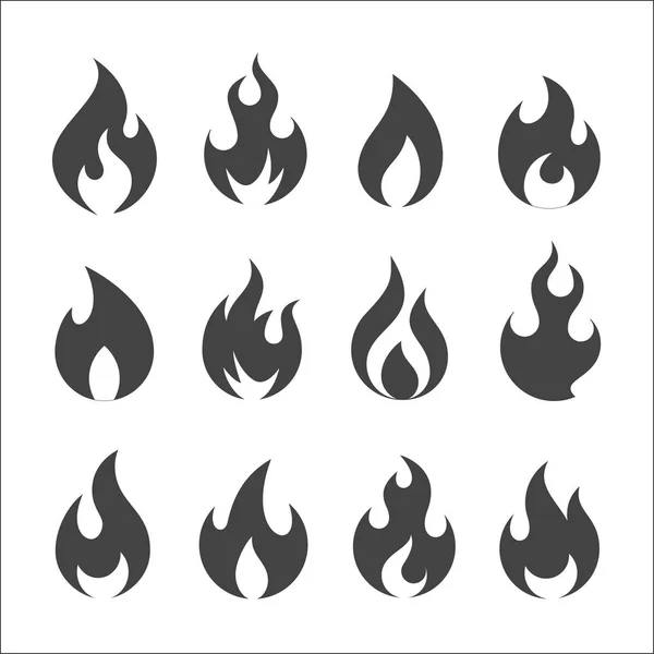 Feuer-Symbol-Vektor gesetzt — Stockvektor