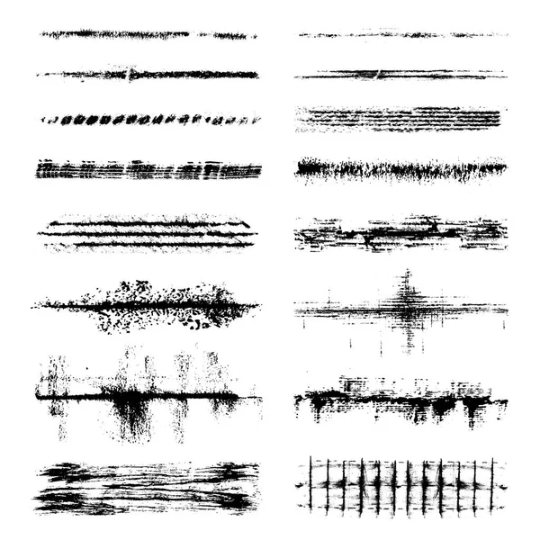 Set de pintura negra, pinceladas de tinta — Archivo Imágenes Vectoriales