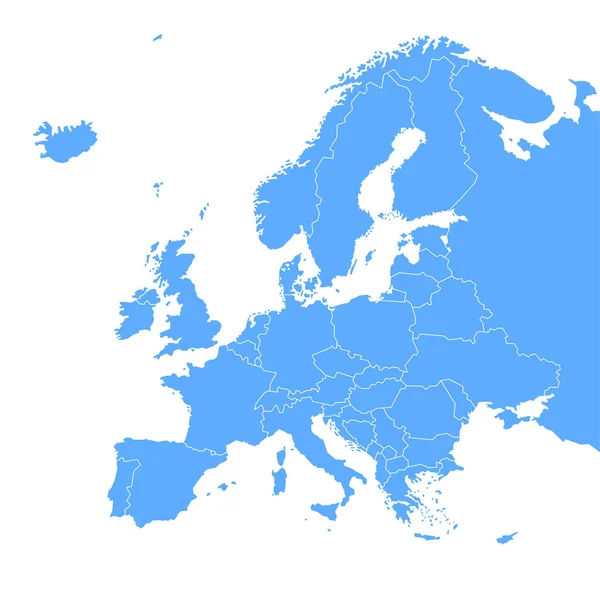 Vector Blue Map of Europe continent — Stock Vector