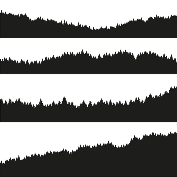 Bosque de abetos de Navidad silueta. Pano de abeto de coníferas — Vector de stock