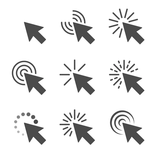 Klikken cursor vector icon set — Stockvector