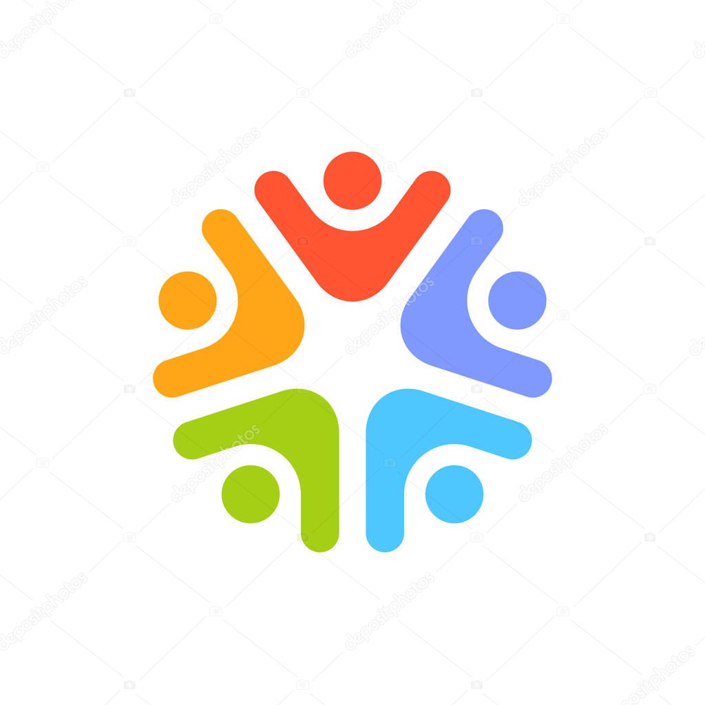 Social Team Network Logo design vector. Teamwork logotype