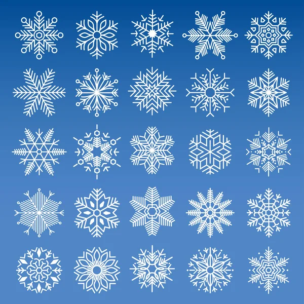 25 vetor diferente flocos de neve ícones se —  Vetores de Stock