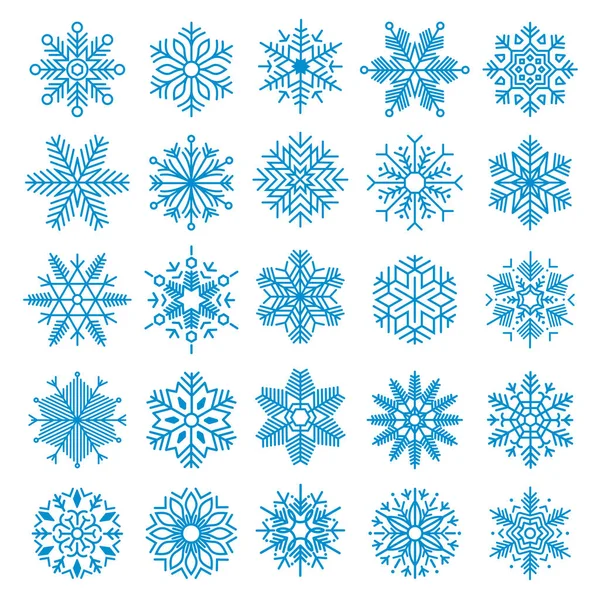 25 Vektor Snowflakes Set - Stok Vektor