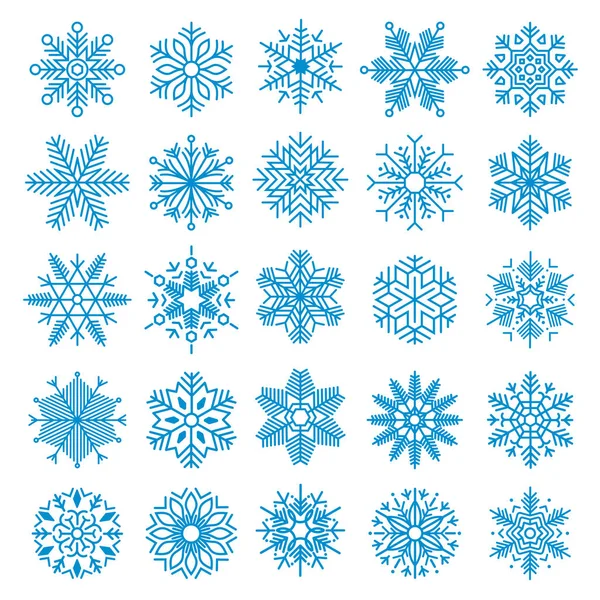 Ensemble de 25 flocons de neige vectoriels — Image vectorielle