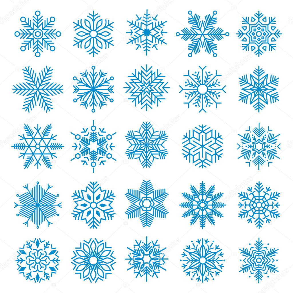 25 Vector Snowflakes Set