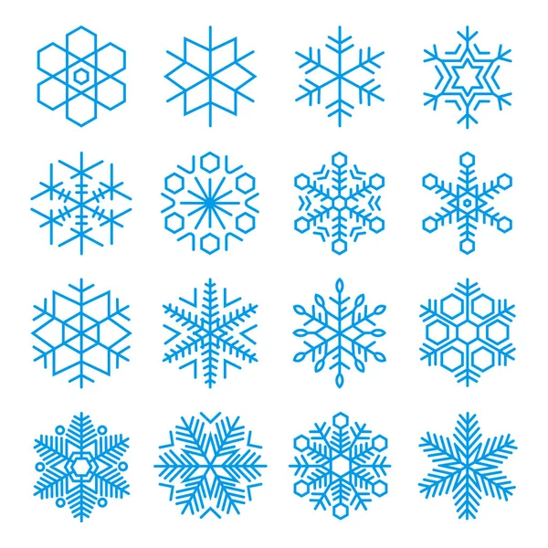 16 Vector Snowflakes Set — Stock Vector
