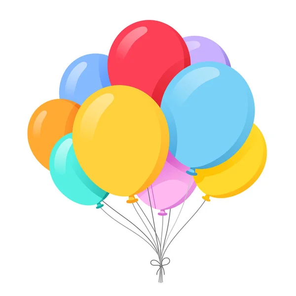 Manojo de globos en estilo plano de dibujos animados — Vector de stock