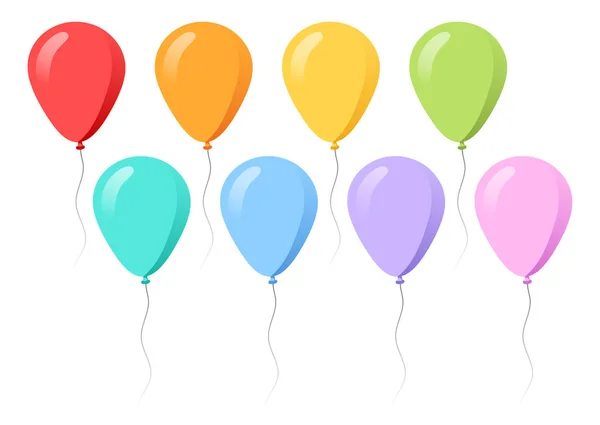 Renkli balonlar koleksiyonu. Düz stil. Vektör illustation — Stok Vektör