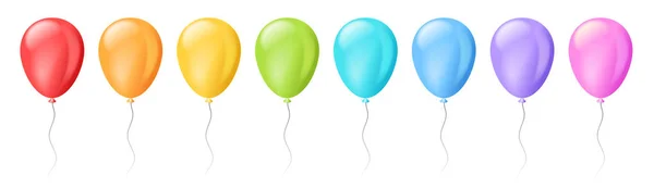 Conjunto de vetores de balões coloridos isolados realistas para modelo — Vetor de Stock