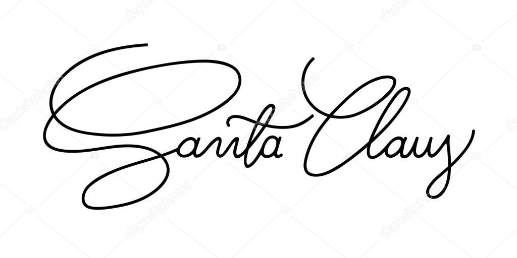 Christmas signature to the card: Santa Claus. Isolated vector, c