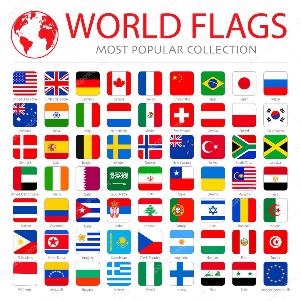 Vector high quality collection set of major world countries