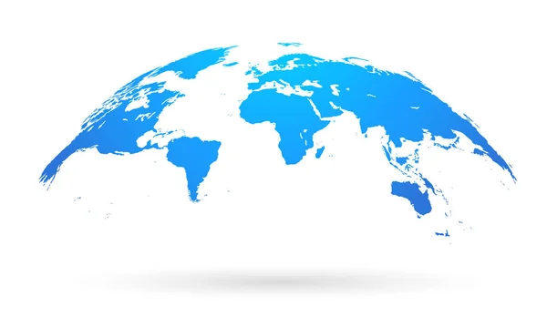 Sférická zakřivená mapa modrého světa — Stockový vektor