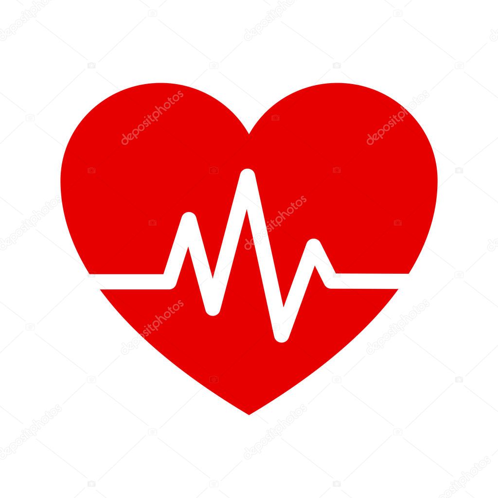 Heartbeat / heart beat pulse flat icon for medical apps and webs