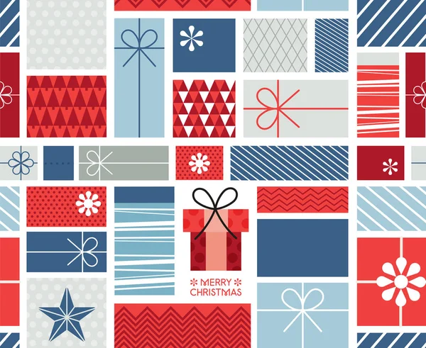 Christmas gift boxes pattern with ribbons — 스톡 벡터