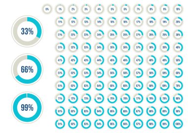 Turta grafiği tam set, halka yüzdesi diyagramı koleksiyonu, daire simgesi yükleme, beyaz arkaplanda siyah izole edilmiş, vektör illüstrasyonu