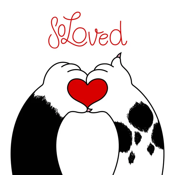 Логотип Собаки Кота Форме Любовного Сердца — стоковый вектор