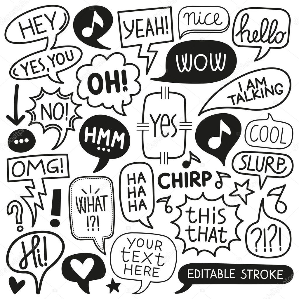 Speech Bubbles - Doodles vector illustrations isolated on white background