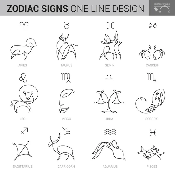 Hand Drawn Zodiacal Signs Ink Style — Stock Vector