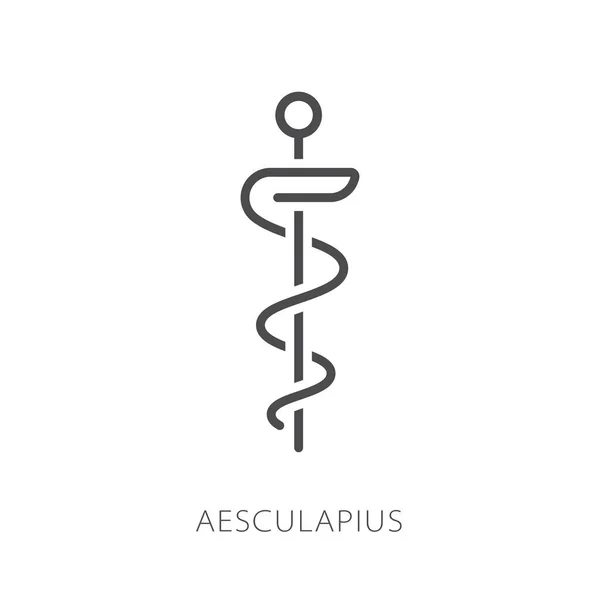 Aesculapius Lijn Icoon Element Van Geneeskunde Pictogram Met Naam Voor — Stockvector