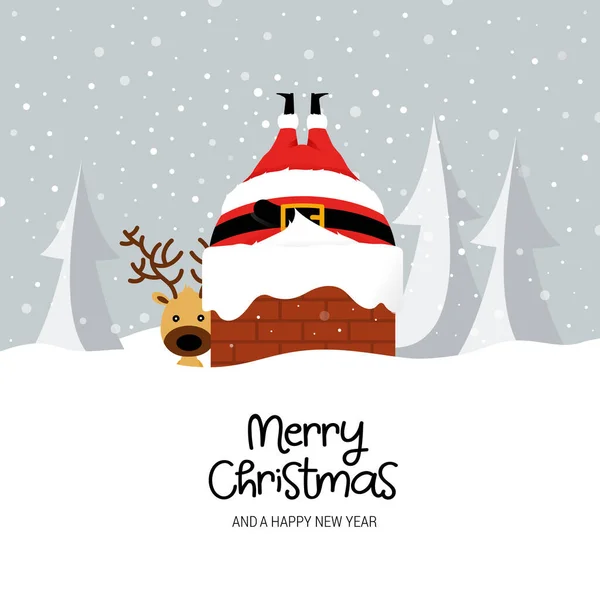 Modelo Design Cartão Natal Engraçado Com Santa Claus —  Vetores de Stock