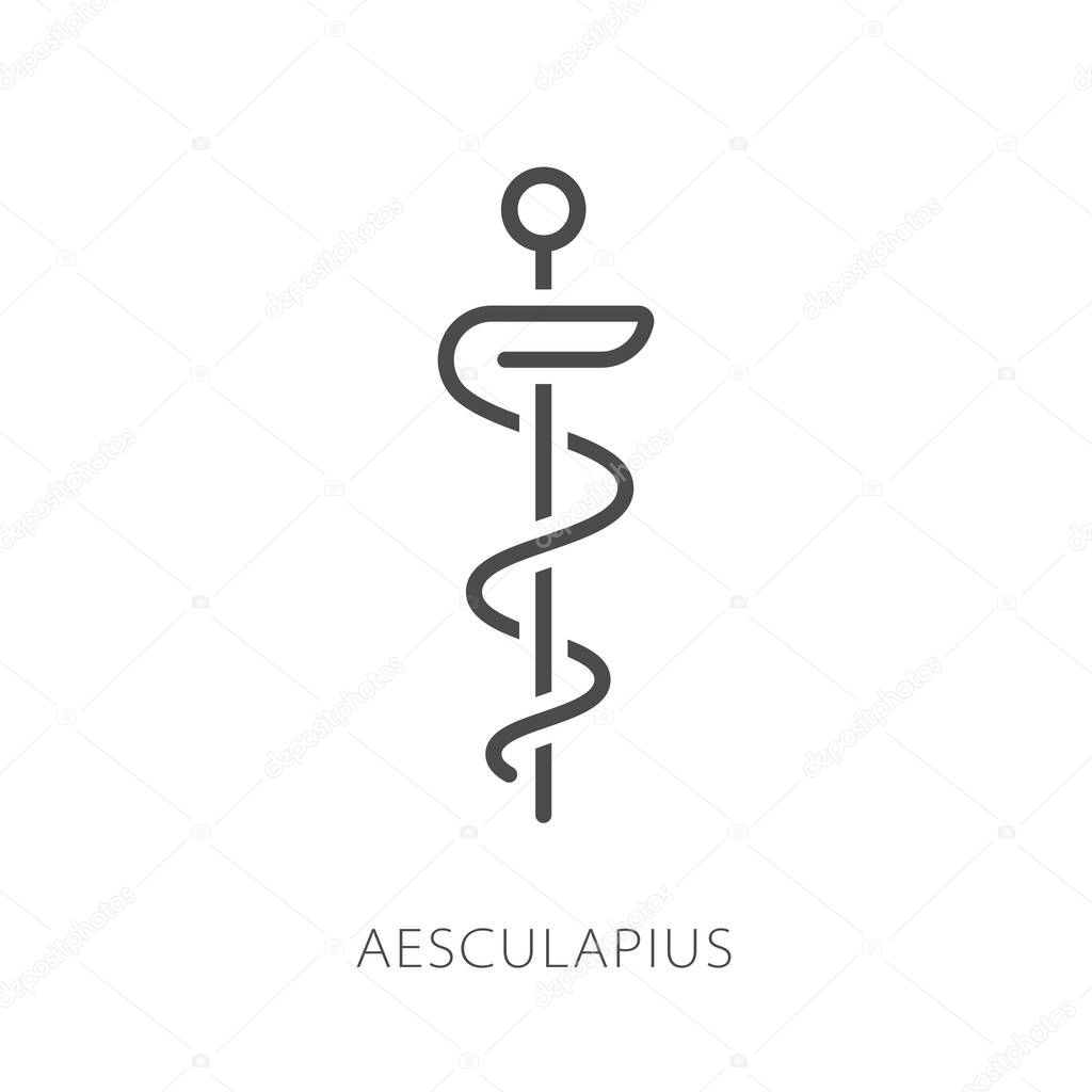 Aesculapius line icon. Element of medicine icon with name for mobile concept and web apps. Thin line Aesculapius icon can be used for web and mobile