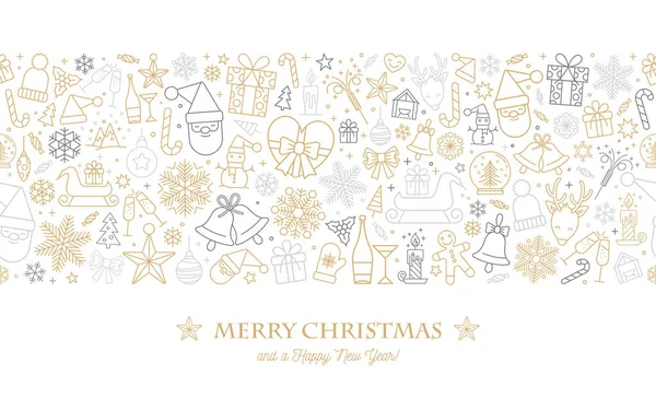 Carte Noël Avec Illustration Vectorielle Bordure Flocon Neige — Image vectorielle