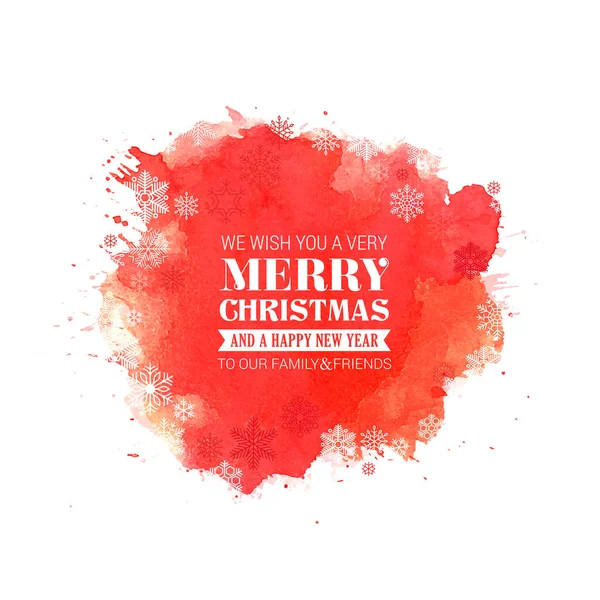 Buon Natale Capodanno Tipografico Sfondo Rosso Natale Con Paesaggio Invernale — Vettoriale Stock