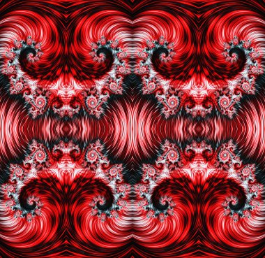 Boynuz ya da dokunaç şeklinde, kırmızı-siyah rengin eşsiz üç boyutlu deseni