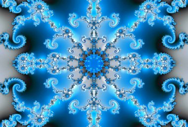 Hassas beyaz-mavi 3d çizimi, doğuya özgü bir desen şeklinde.