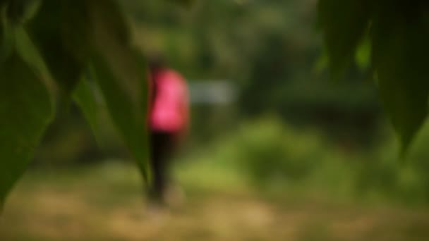 La fille se réchauffe tôt le matin avant de s'entraîner à préparer une course au soleil — Video