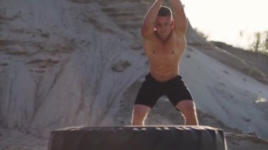 Spor Fitness adam vurmak tekerlek lastiği ile çekiç kızak çapraz eğitim uygun,